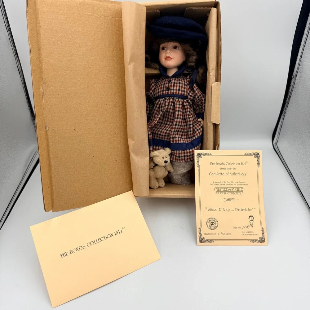 Boyds Collection Yesterdays Child Allison & Andy Birdwatchin Porcelain Doll 4802